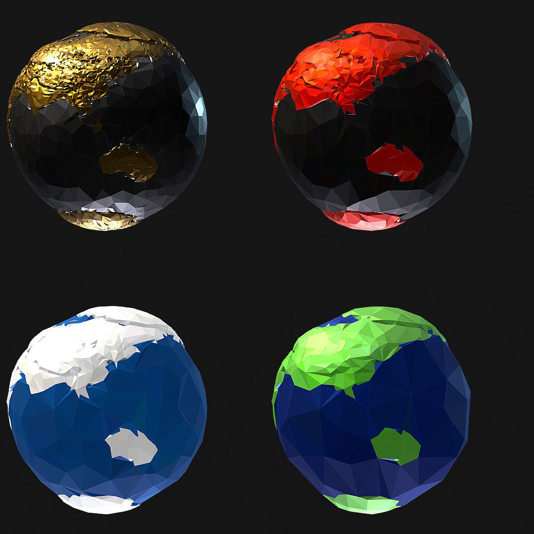 16 Animated Low Polygon Art Planets Earths Low-poly 3D model_18