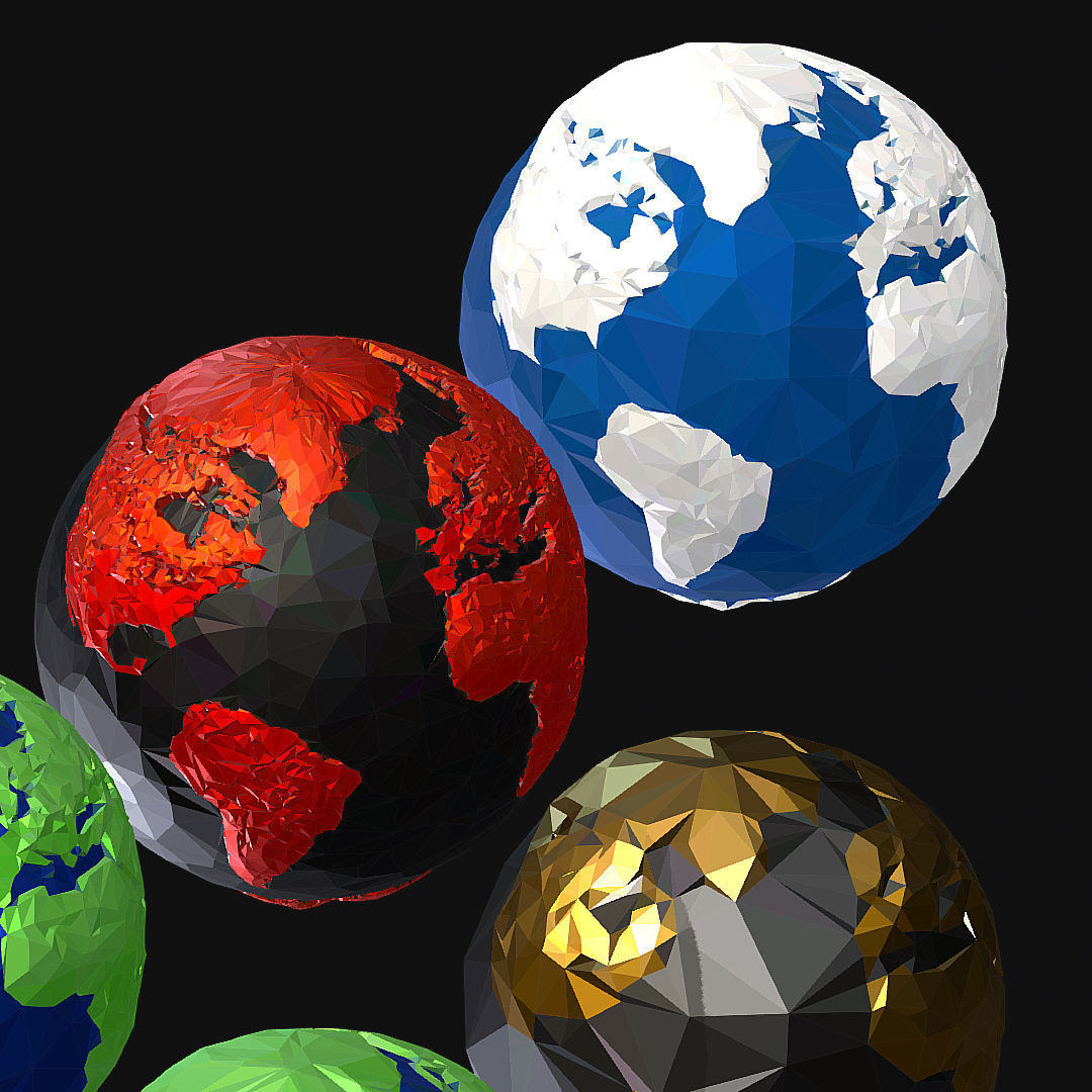 16 Animated Low Polygon Art Planets Earths Low-poly 3D model_58