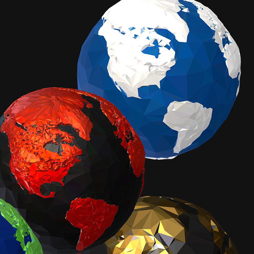 16 Animated Low Polygon Art Planets Earths Low-poly 3D model_62