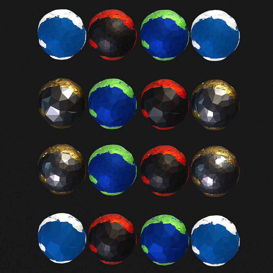 16 Animated Low Polygon Art Planets Earths Low-poly 3D model_43