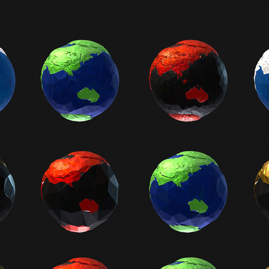 16 Animated Low Polygon Art Planets Earths Low-poly 3D model_2