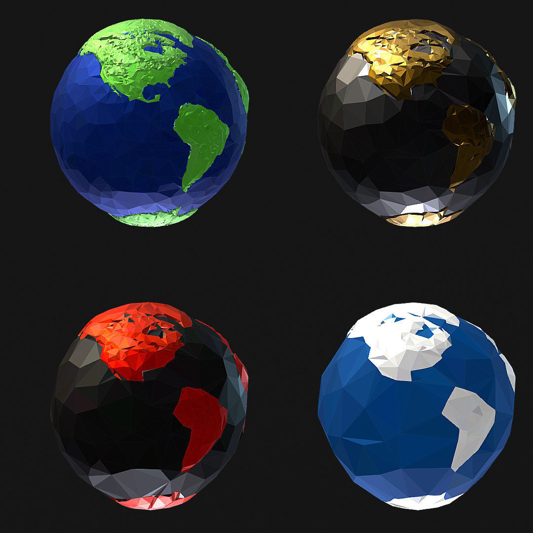 16 Animated Low Polygon Art Planets Earths Low-poly 3D model_23