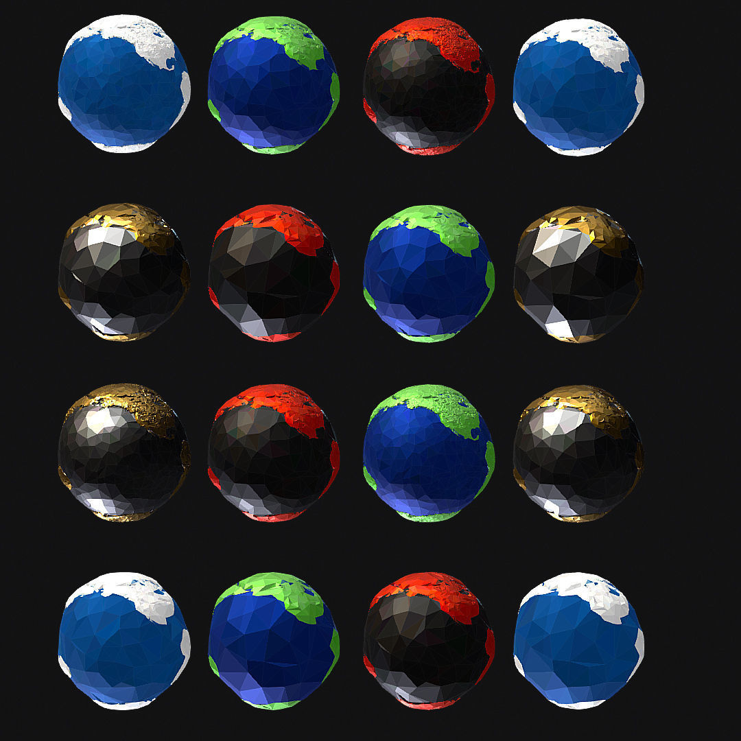 16 Animated Low Polygon Art Planets Earths Low-poly 3D model_37