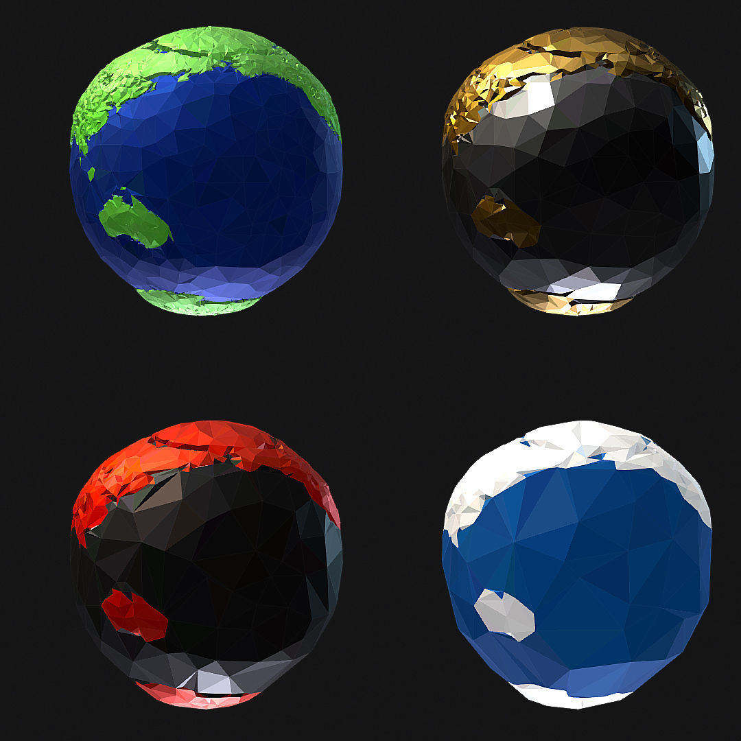 16 Animated Low Polygon Art Planets Earths Low-poly 3D model_27