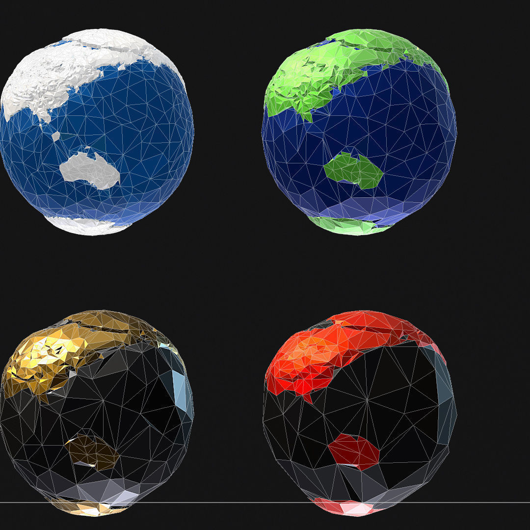 16 Animated Low Polygon Art Planets Earths Low-poly 3D model_77