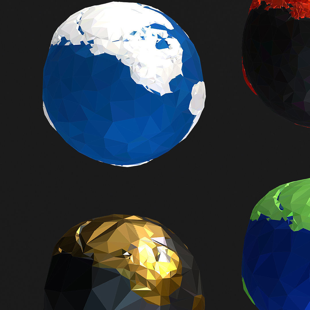 16 Animated Low Polygon Art Planets Earths Low-poly 3D model_67