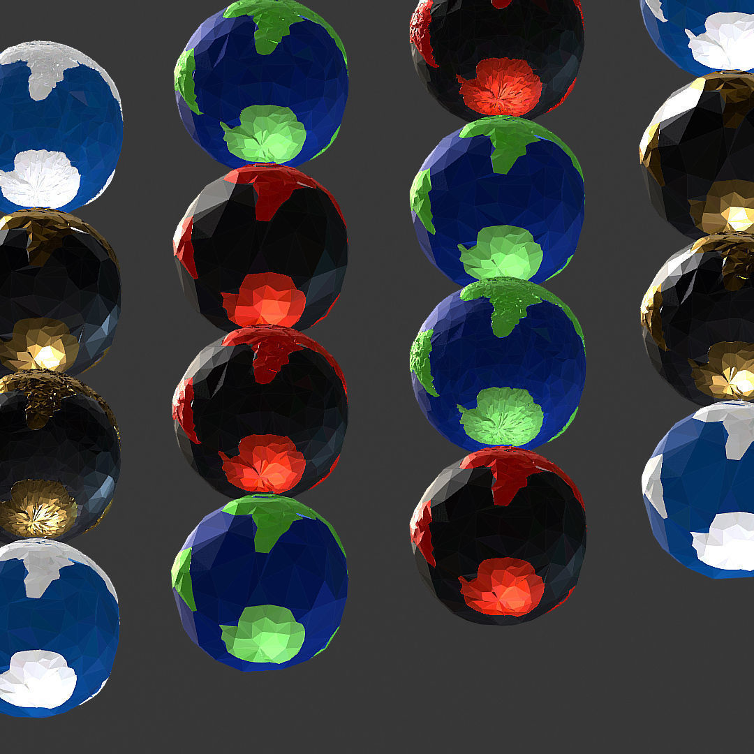 16 Animated Low Polygon Art Planets Earths Low-poly 3D model_49
