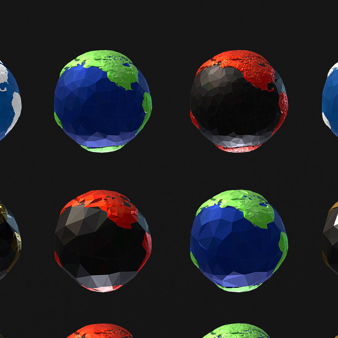 16 Animated Low Polygon Art Planets Earths Low-poly 3D model_10