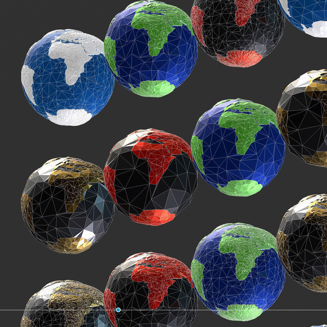16 Animated Low Polygon Art Planets Earths Low-poly 3D model_79