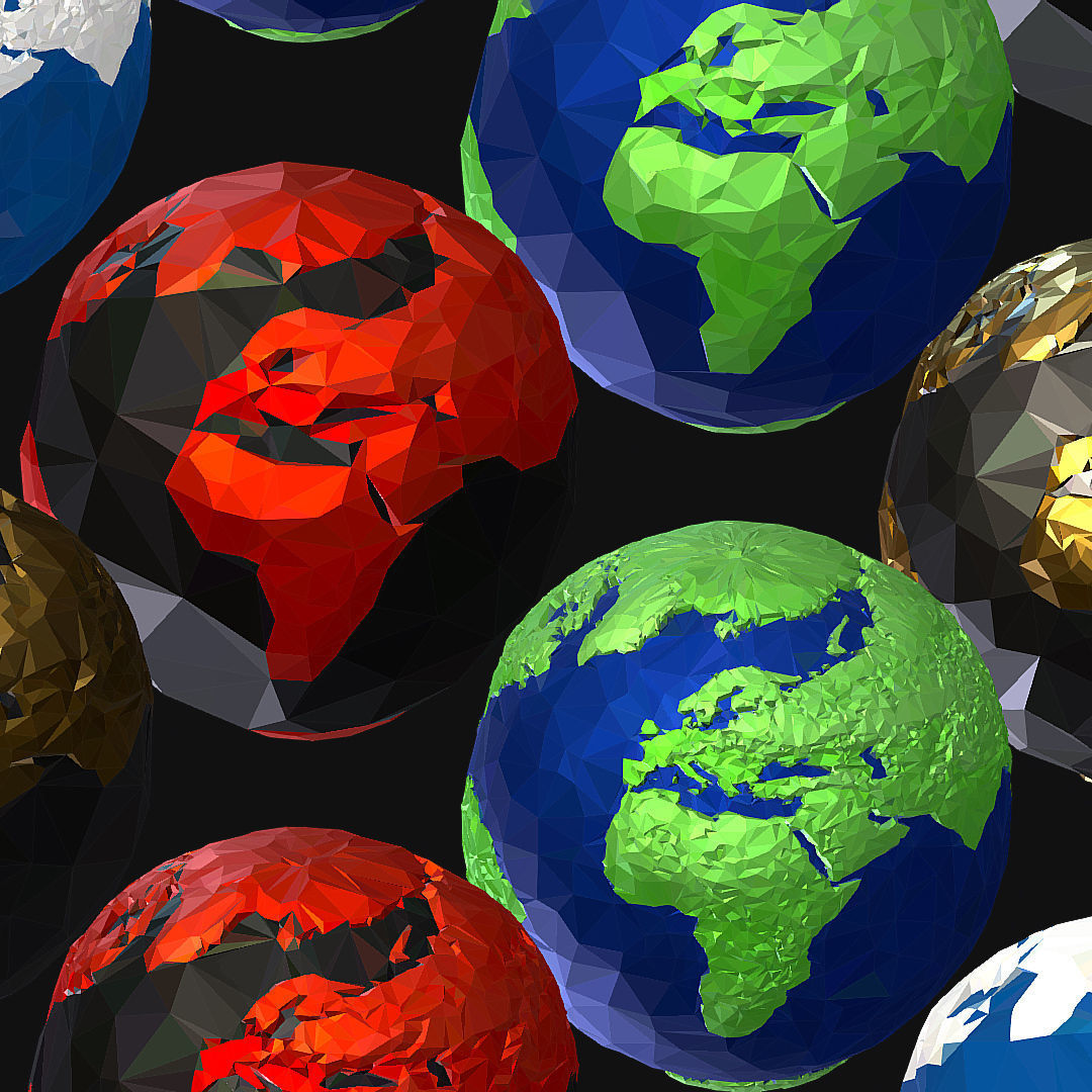16 Animated Low Polygon Art Planets Earths Low-poly 3D model_57