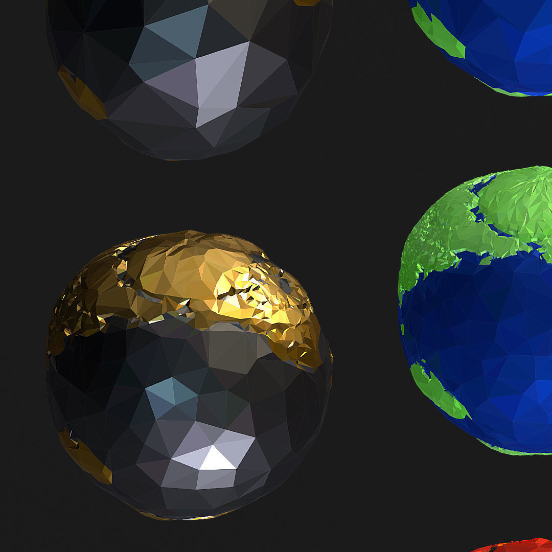 16 Animated Low Polygon Art Planets Earths Low-poly 3D model_69
