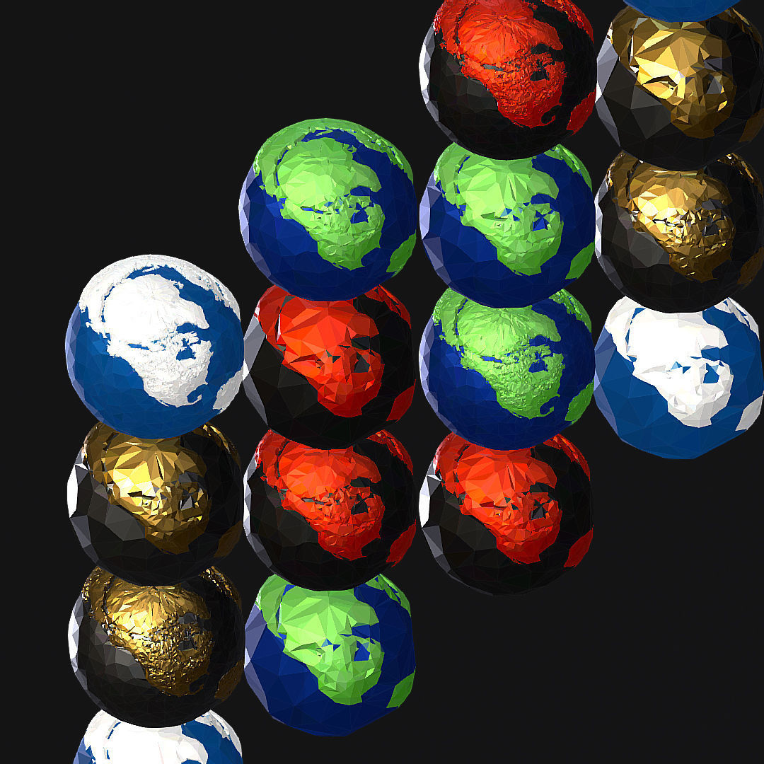 16 Animated Low Polygon Art Planets Earths Low-poly 3D model_47