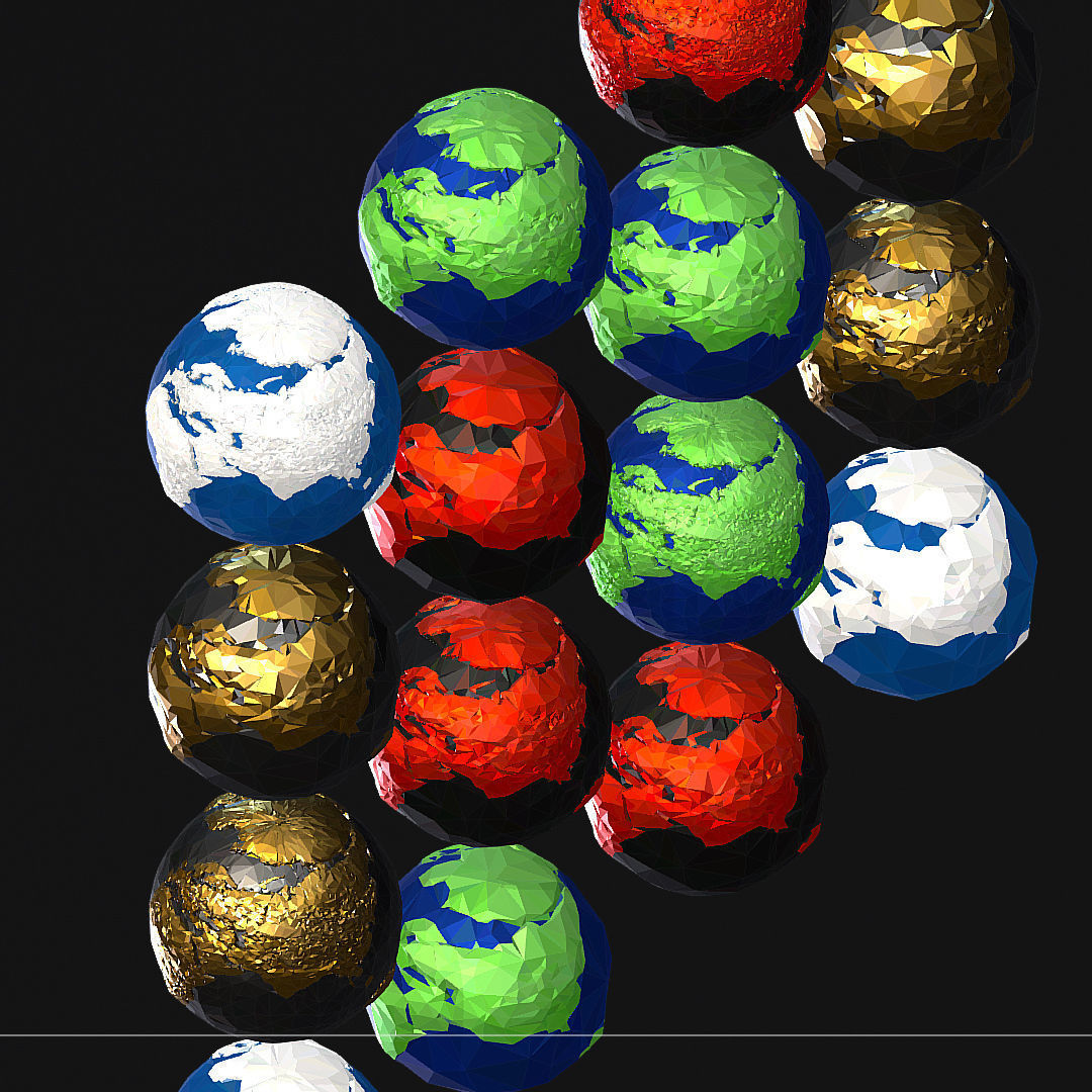 16 Animated Low Polygon Art Planets Earths Low-poly 3D model_45