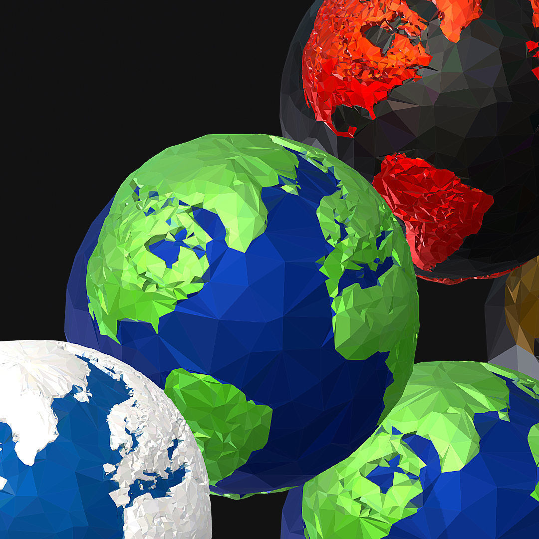 16 Animated Low Polygon Art Planets Earths Low-poly 3D model_56