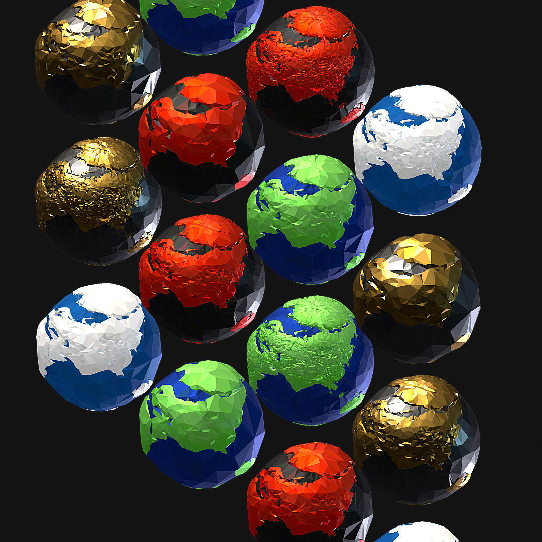 16 Animated Low Polygon Art Planets Earths Low-poly 3D model_50