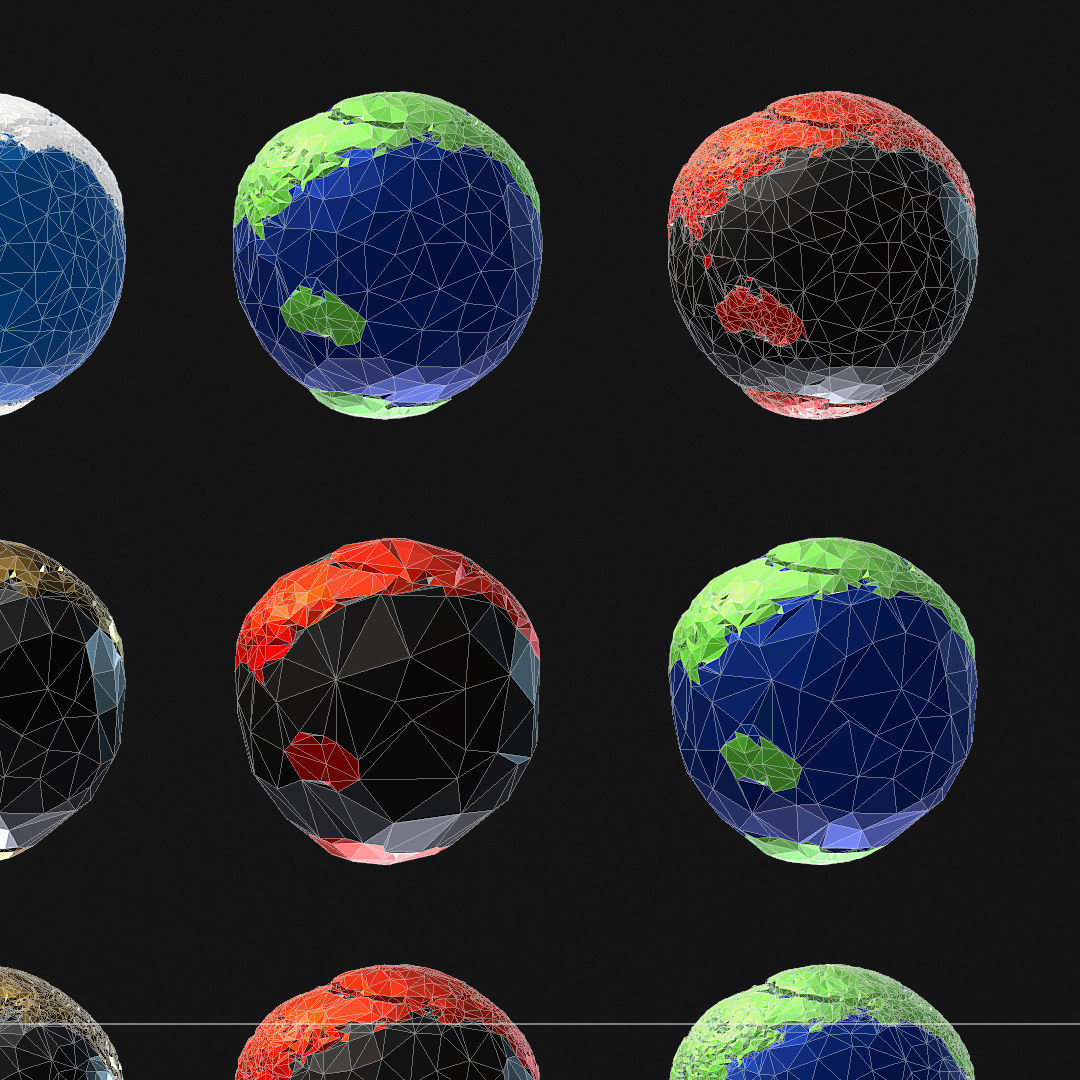 16 Animated Low Polygon Art Planets Earths Low-poly 3D model_72