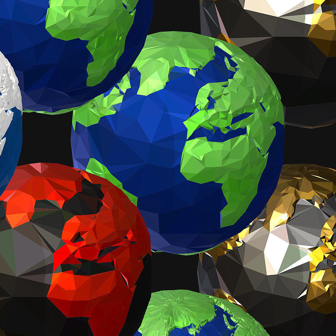 16 Animated Low Polygon Art Planets Earths Low-poly 3D model_55