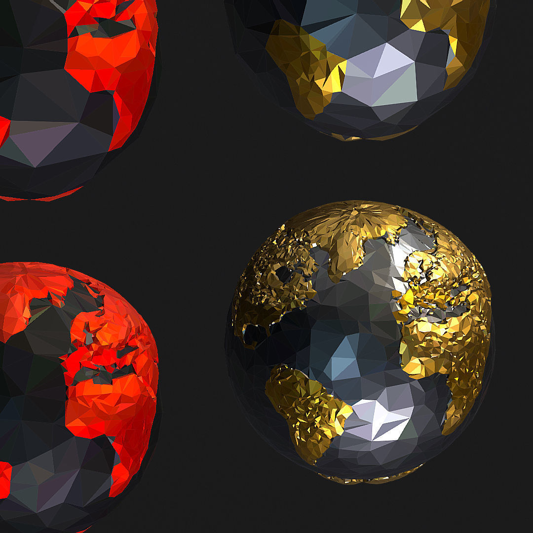 16 Animated Low Polygon Art Planets Earths Low-poly 3D model_65