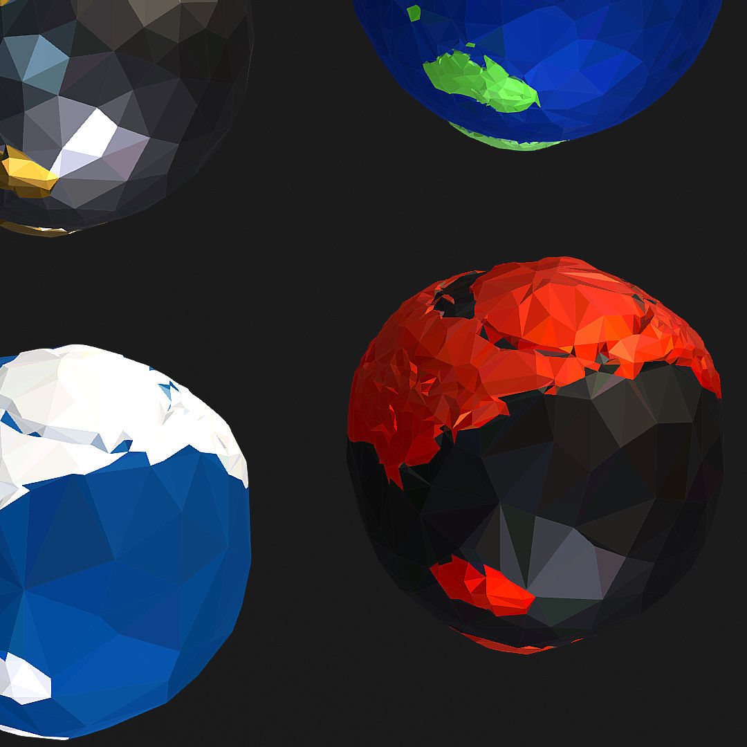 16 Animated Low Polygon Art Planets Earths Low-poly 3D model_70