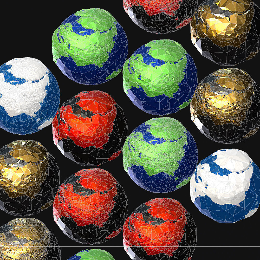 16 Animated Low Polygon Art Planets Earths Low-poly 3D model_81