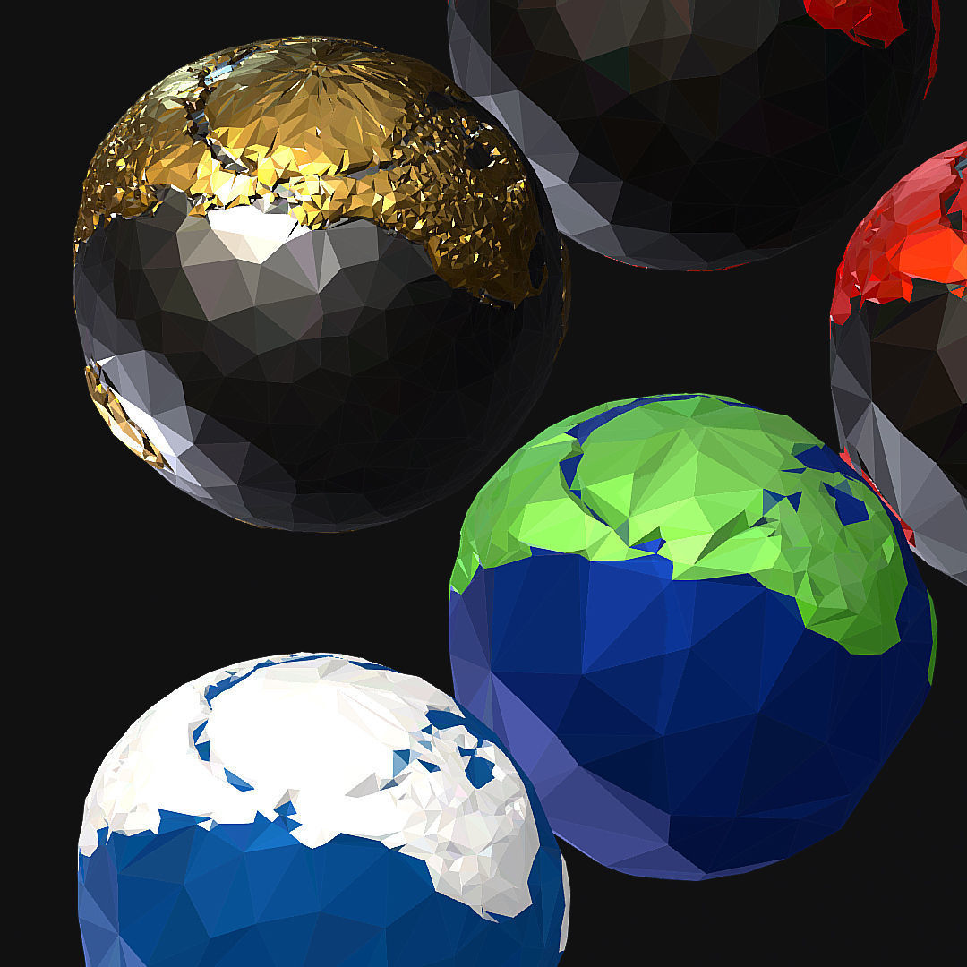 16 Animated Low Polygon Art Planets Earths Low-poly 3D model_63
