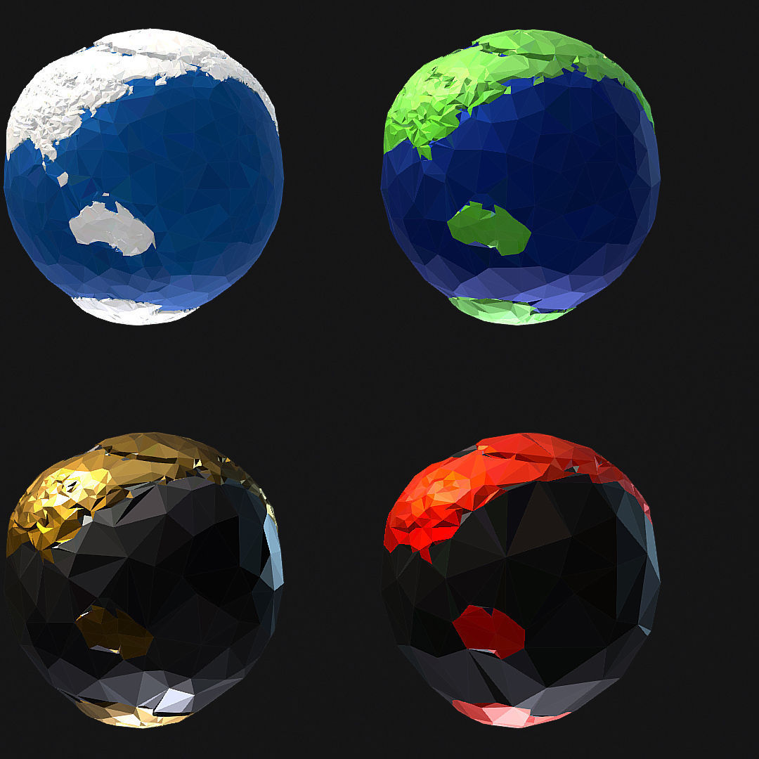 16 Animated Low Polygon Art Planets Earths Low-poly 3D model_34