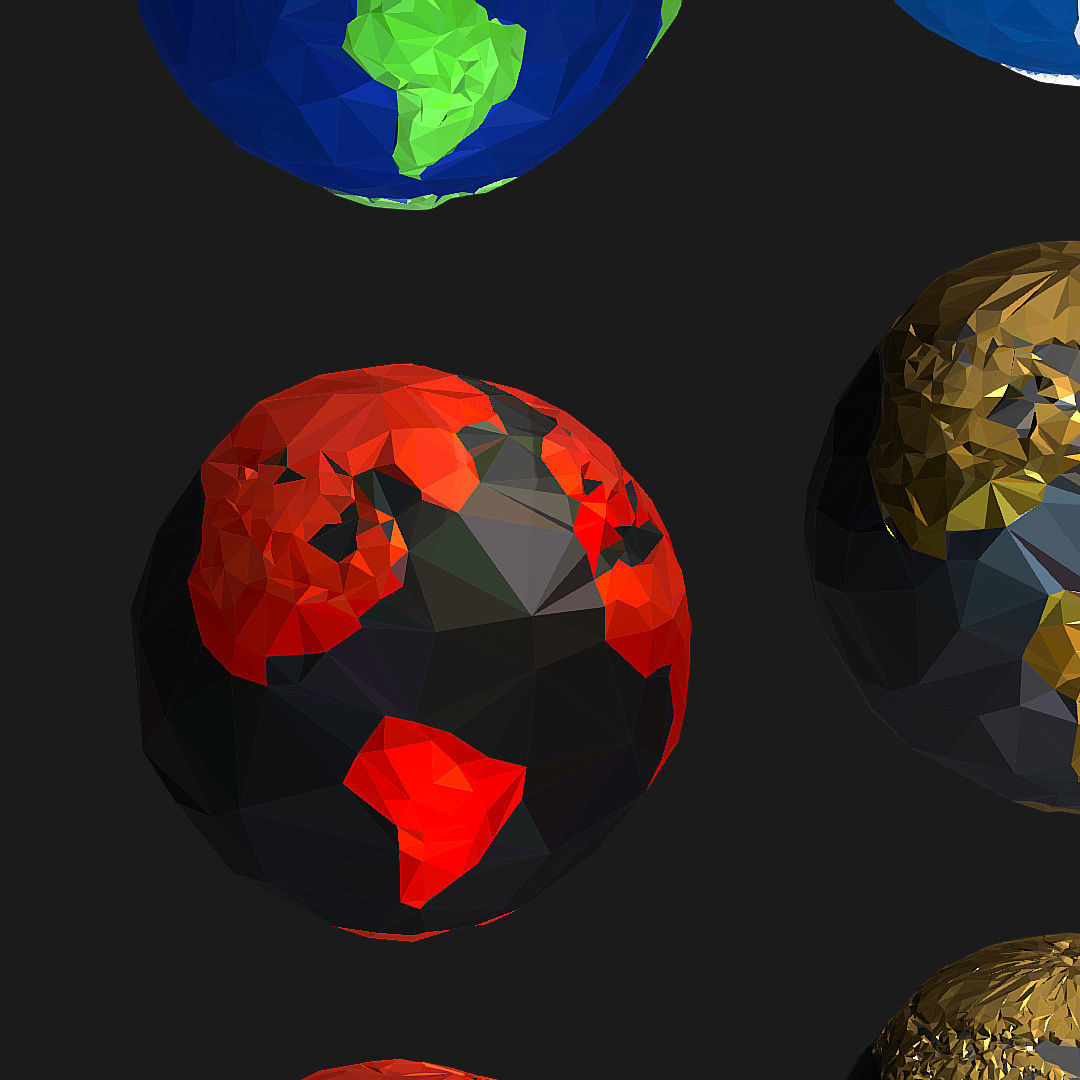 16 Animated Low Polygon Art Planets Earths Low-poly 3D model_66