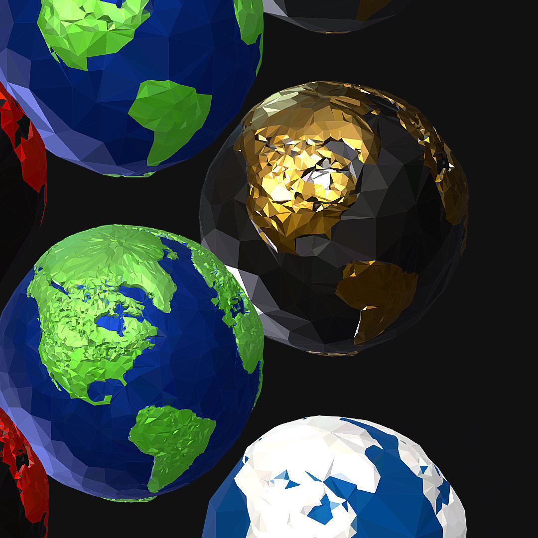 16 Animated Low Polygon Art Planets Earths Low-poly 3D model_60