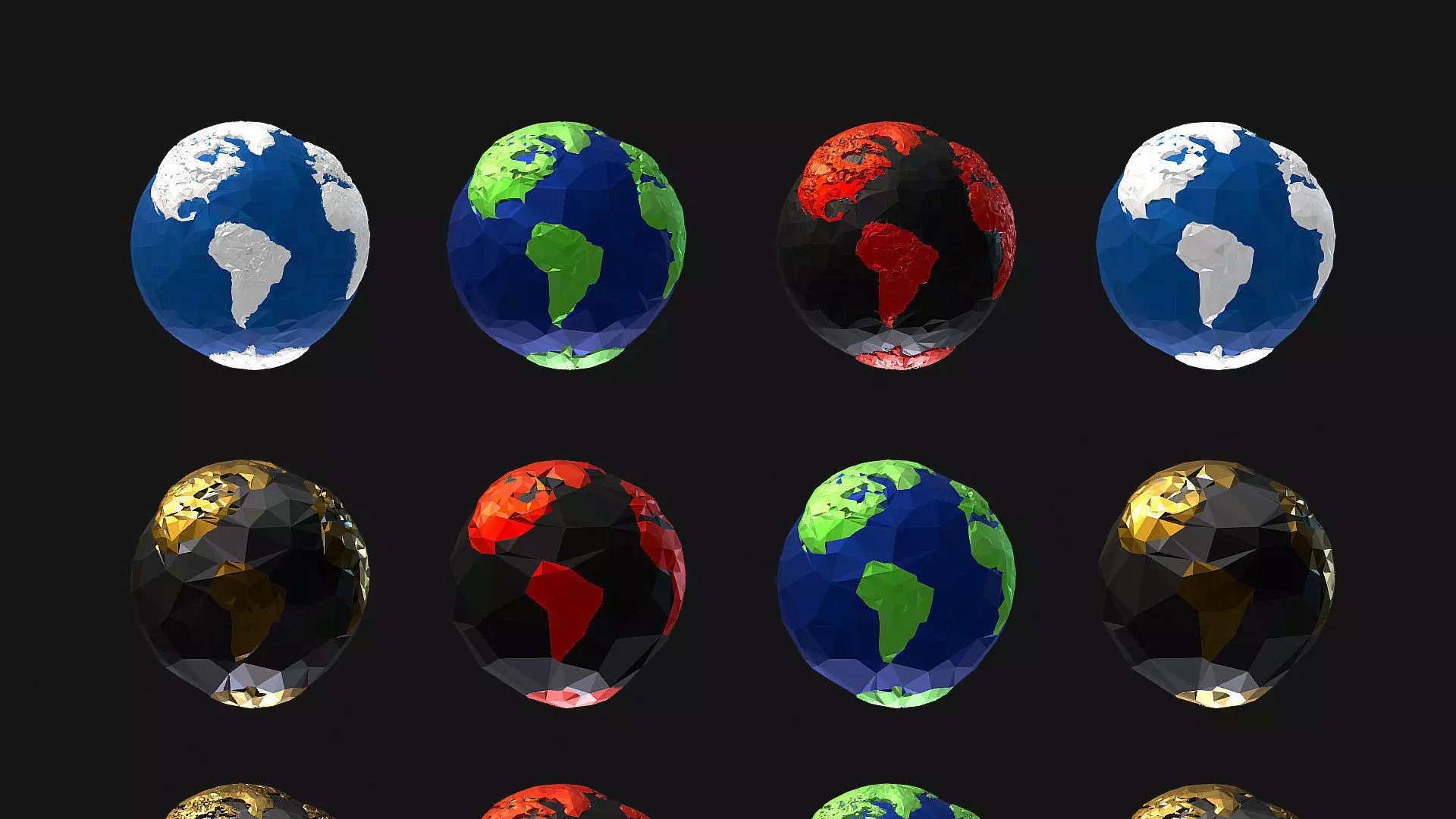 16 Animated Low Polygon Art Planets Earths Low-poly 3D model_0