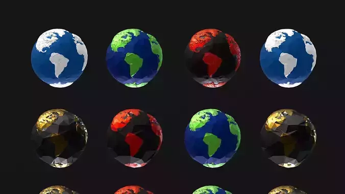 16 Animated Low Polygon Art Planets Earths