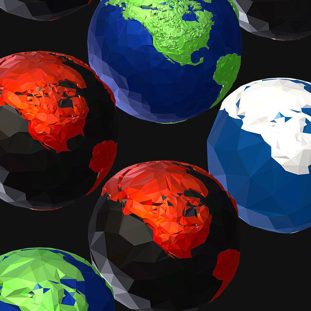 16 Animated Low Polygon Art Planets Earths Low-poly 3D model_61
