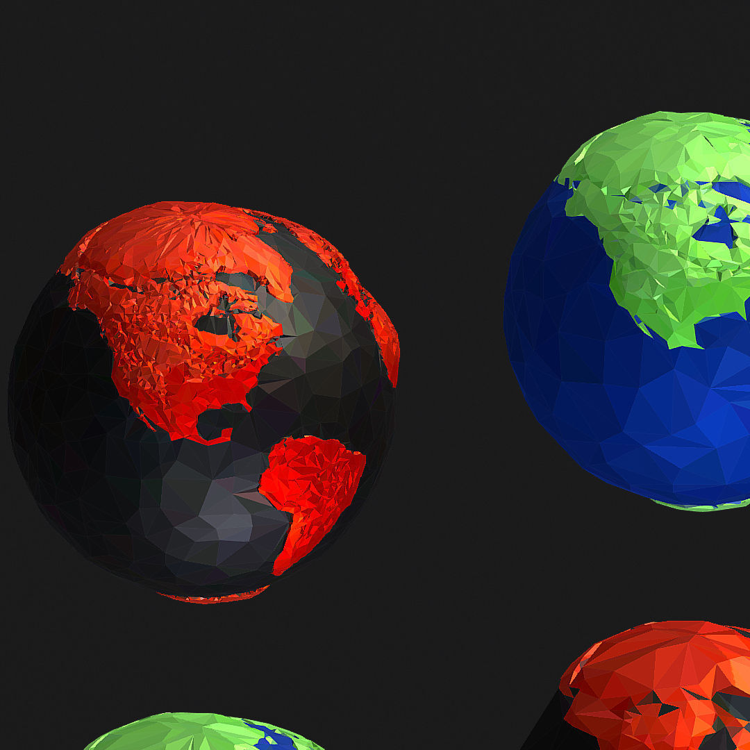 16 Animated Low Polygon Art Planets Earths Low-poly 3D model_73