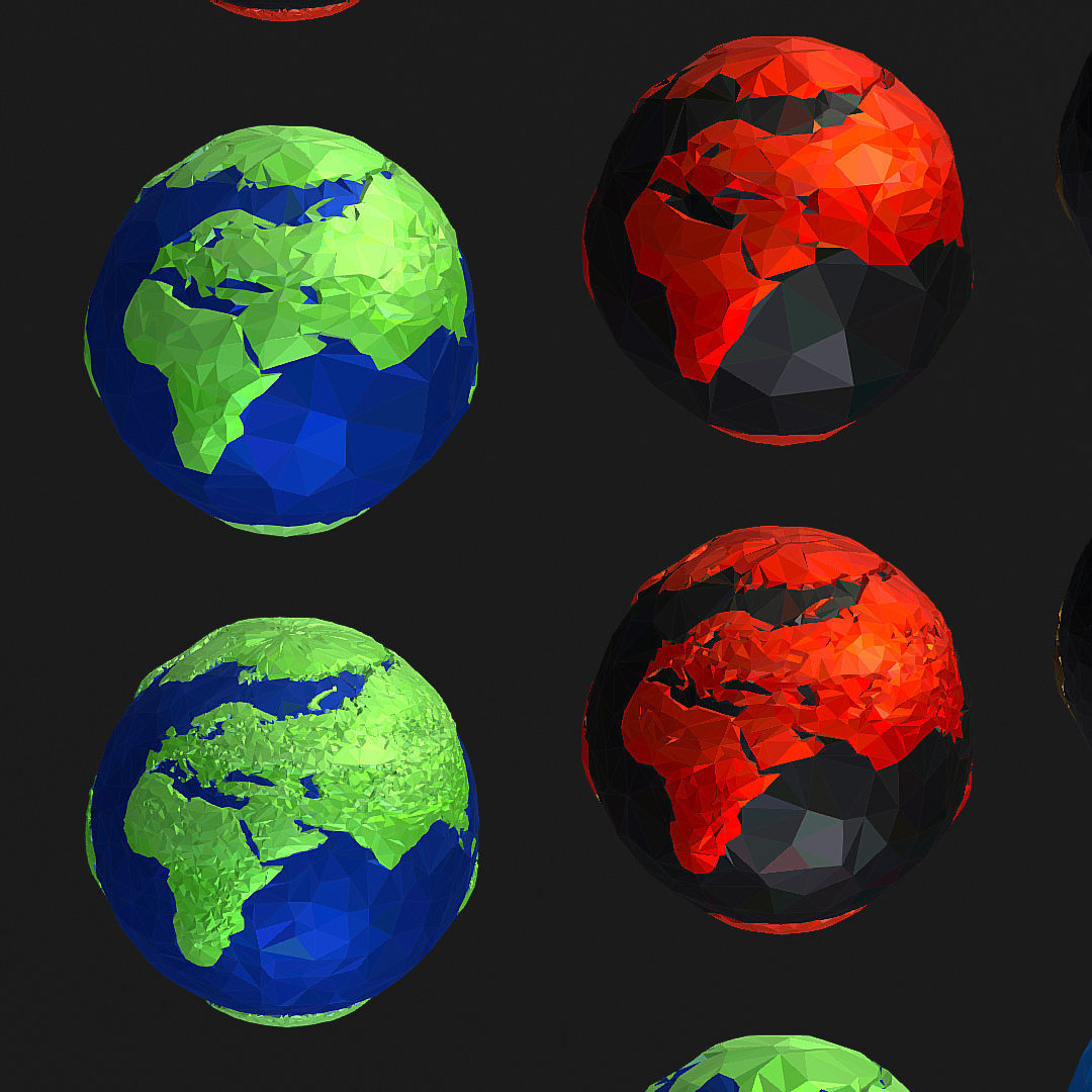 16 Animated Low Polygon Art Planets Earths Low-poly 3D model_71