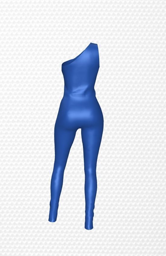 macaquito one shoulder jumpsuit Low-poly 3D model_3