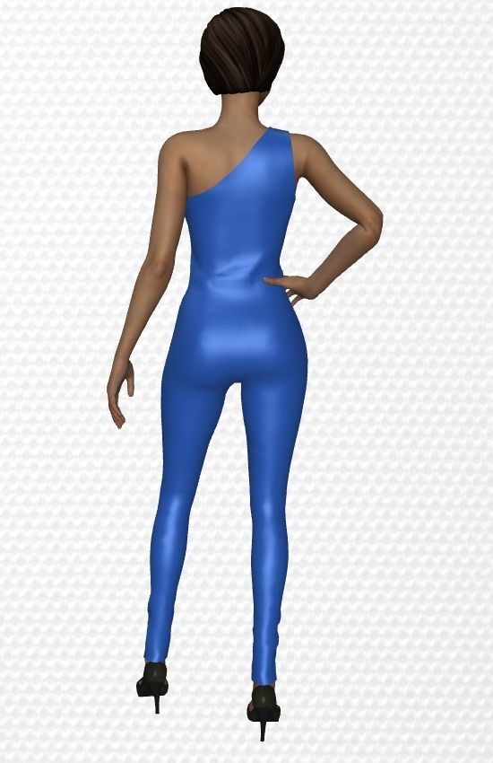 macaquito one shoulder jumpsuit Low-poly 3D model_1