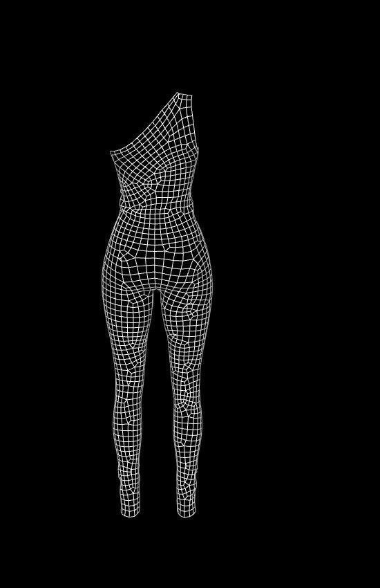 macaquito one shoulder jumpsuit Low-poly 3D model_4