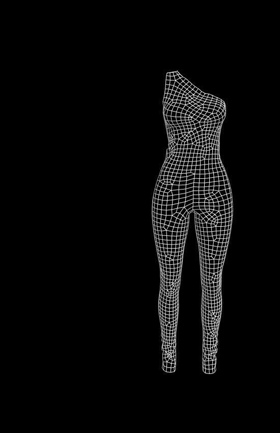 macaquito one shoulder jumpsuit Low-poly 3D model_5