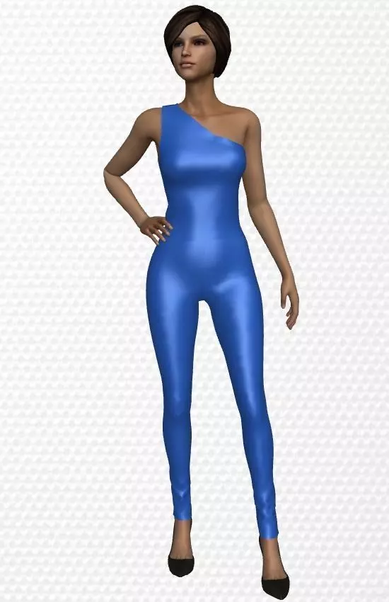 macaquito one shoulder jumpsuit Low-poly 3D model_0