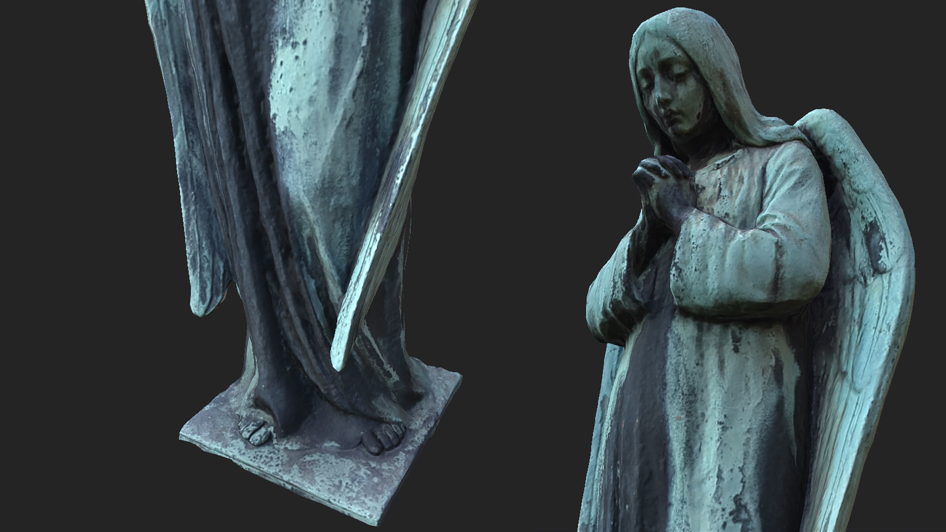 Old Angel Statue PBR Low-poly 3D model_2