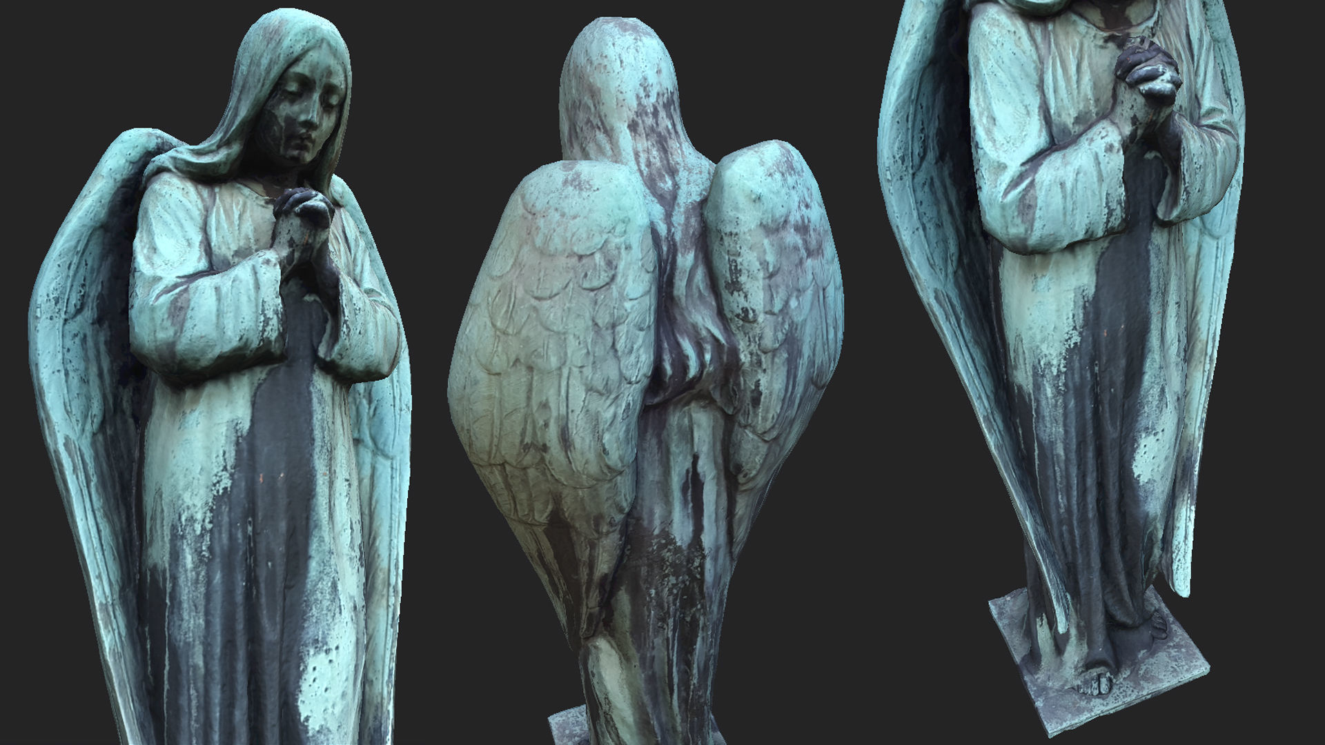 Old Angel Statue PBR Low-poly 3D model_1