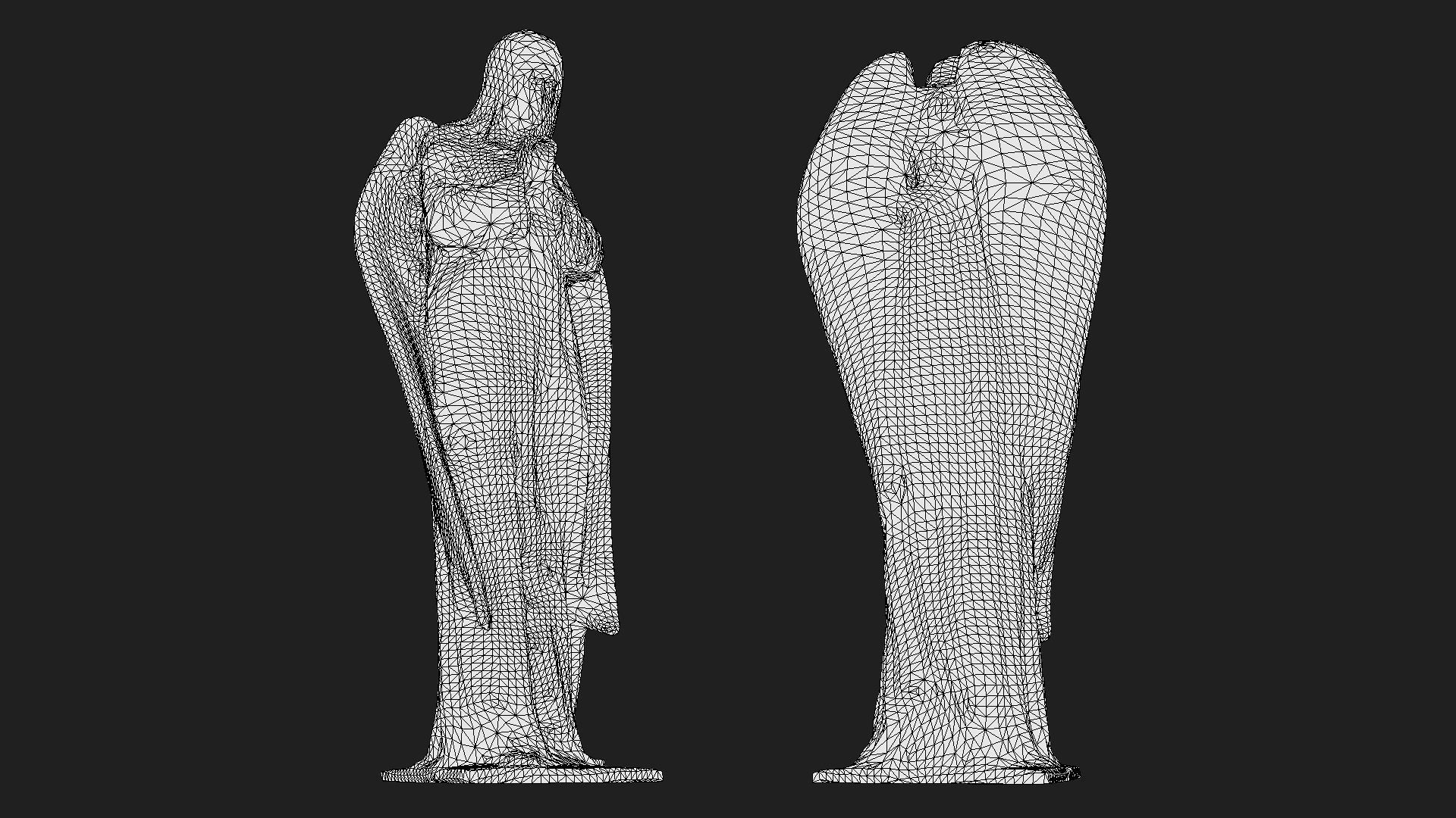 Old Angel Statue PBR Low-poly 3D model_3