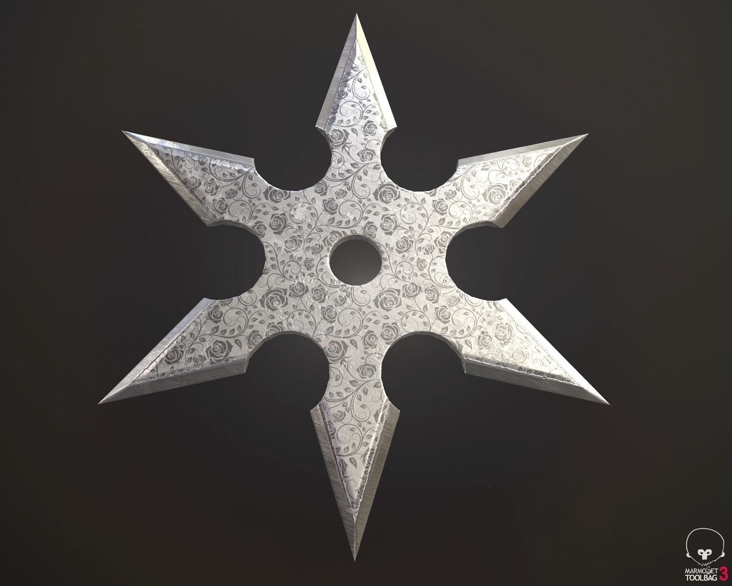 Suriken Ninja weapon Low-poly 3D model_3