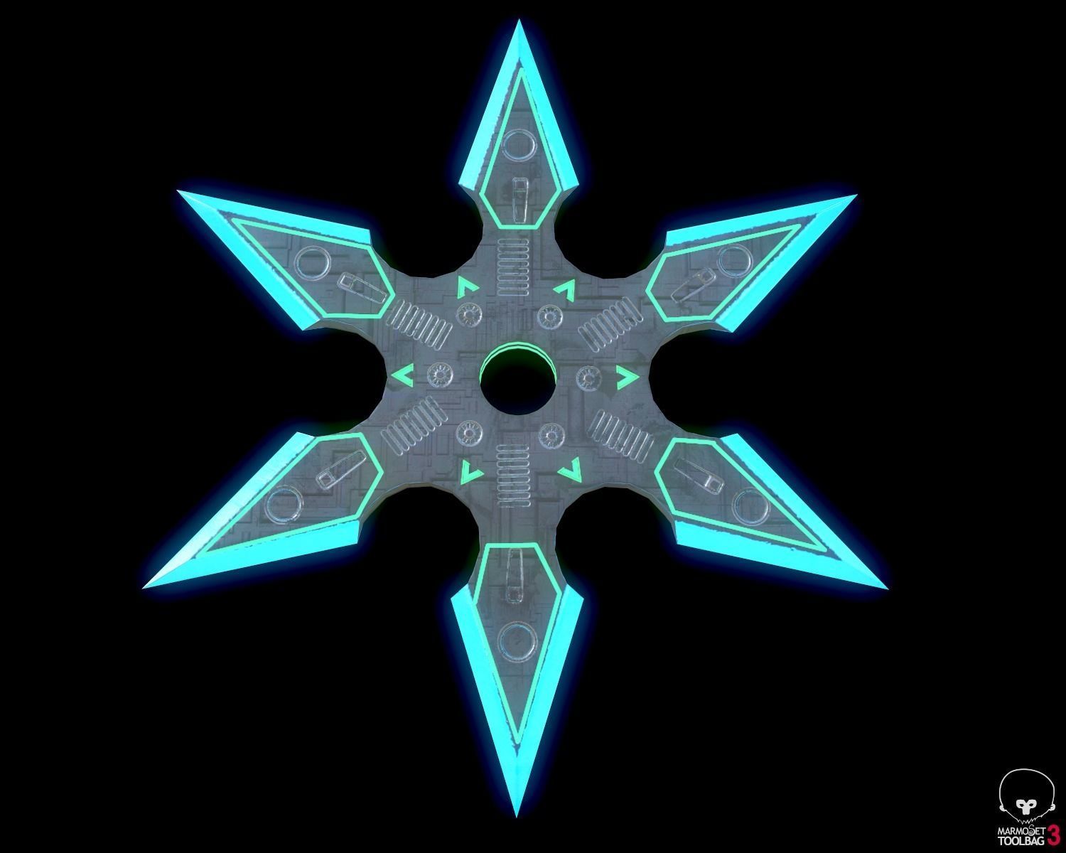 Suriken Ninja weapon Low-poly 3D model_6