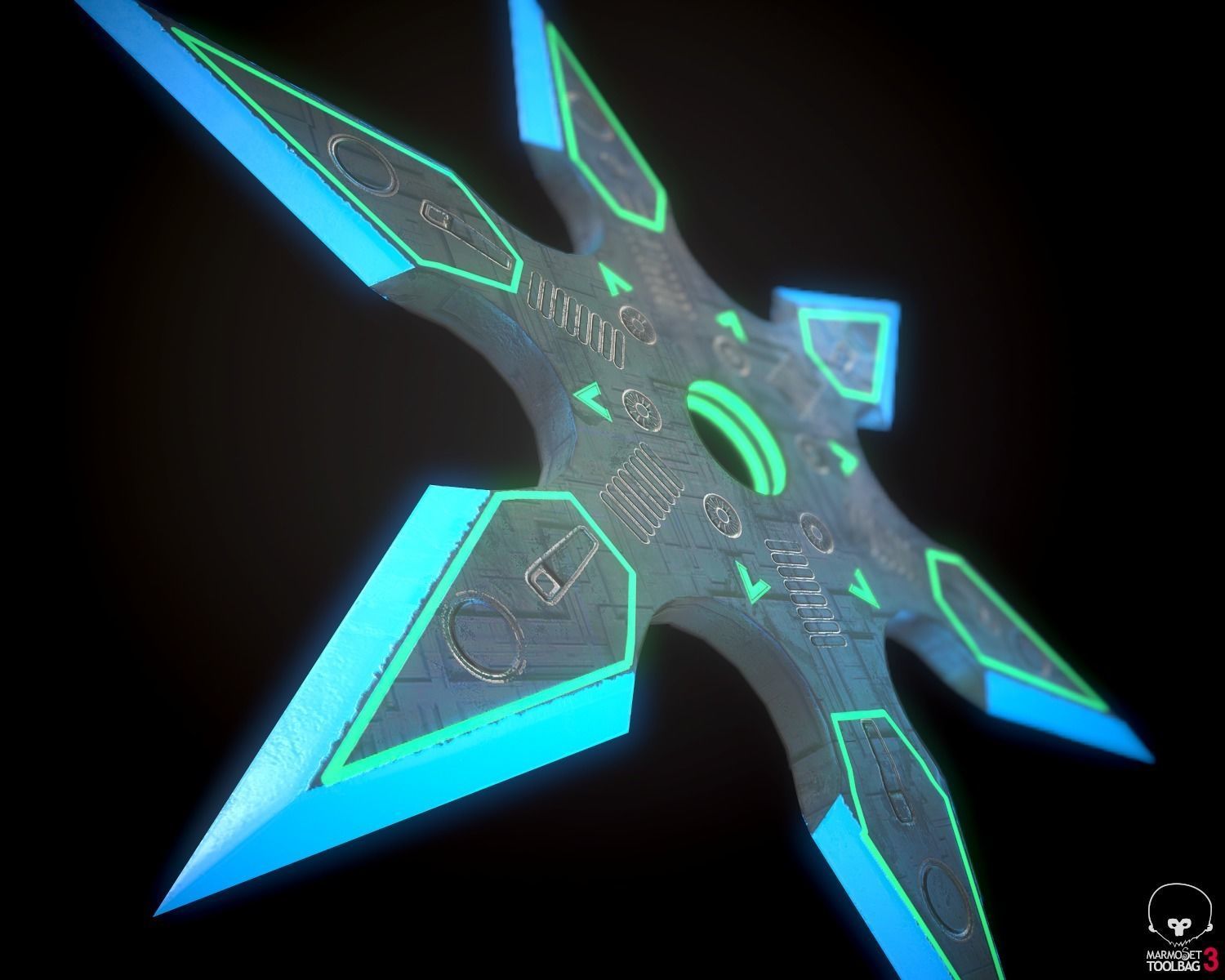 Suriken Ninja weapon Low-poly 3D model_5