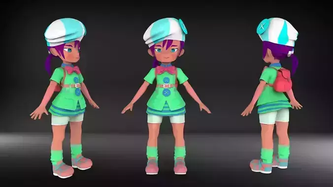 Anime girl 3D model Low-poly 3D model