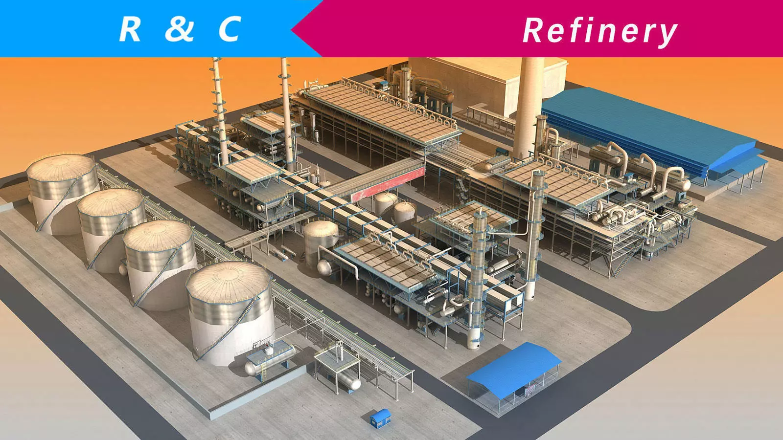 Refinery power plant Low-poly 3D model_0