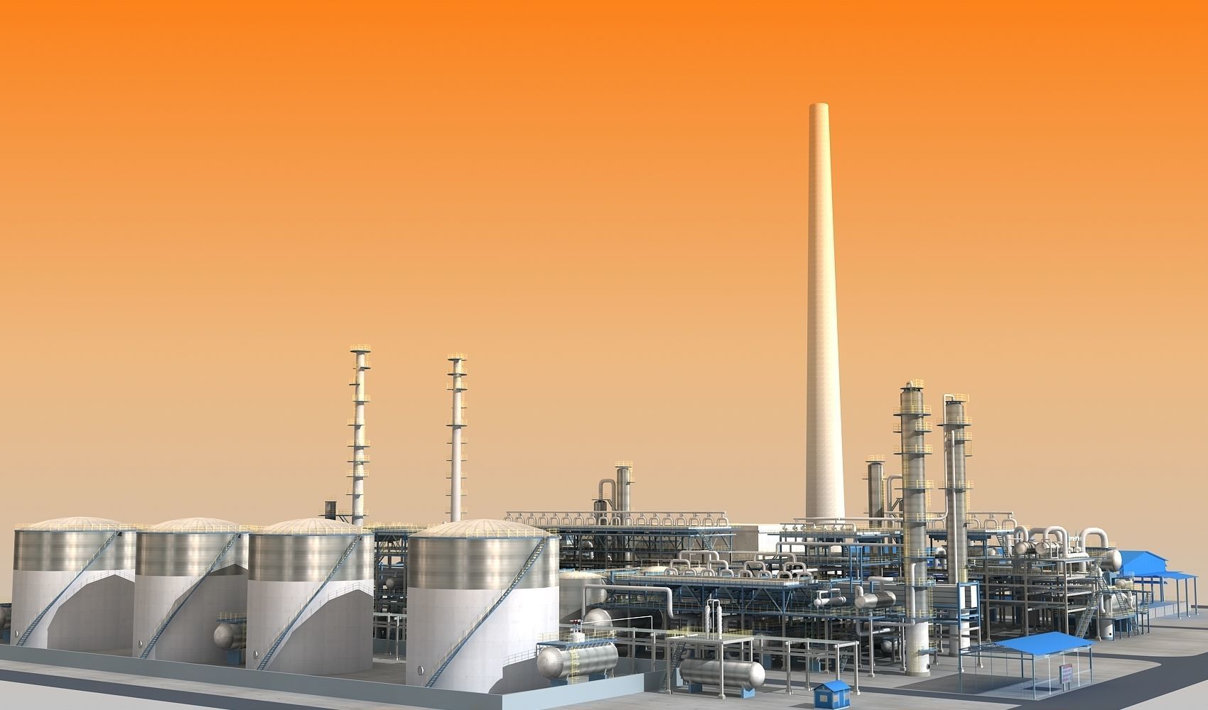 Refinery power plant Low-poly 3D model_17