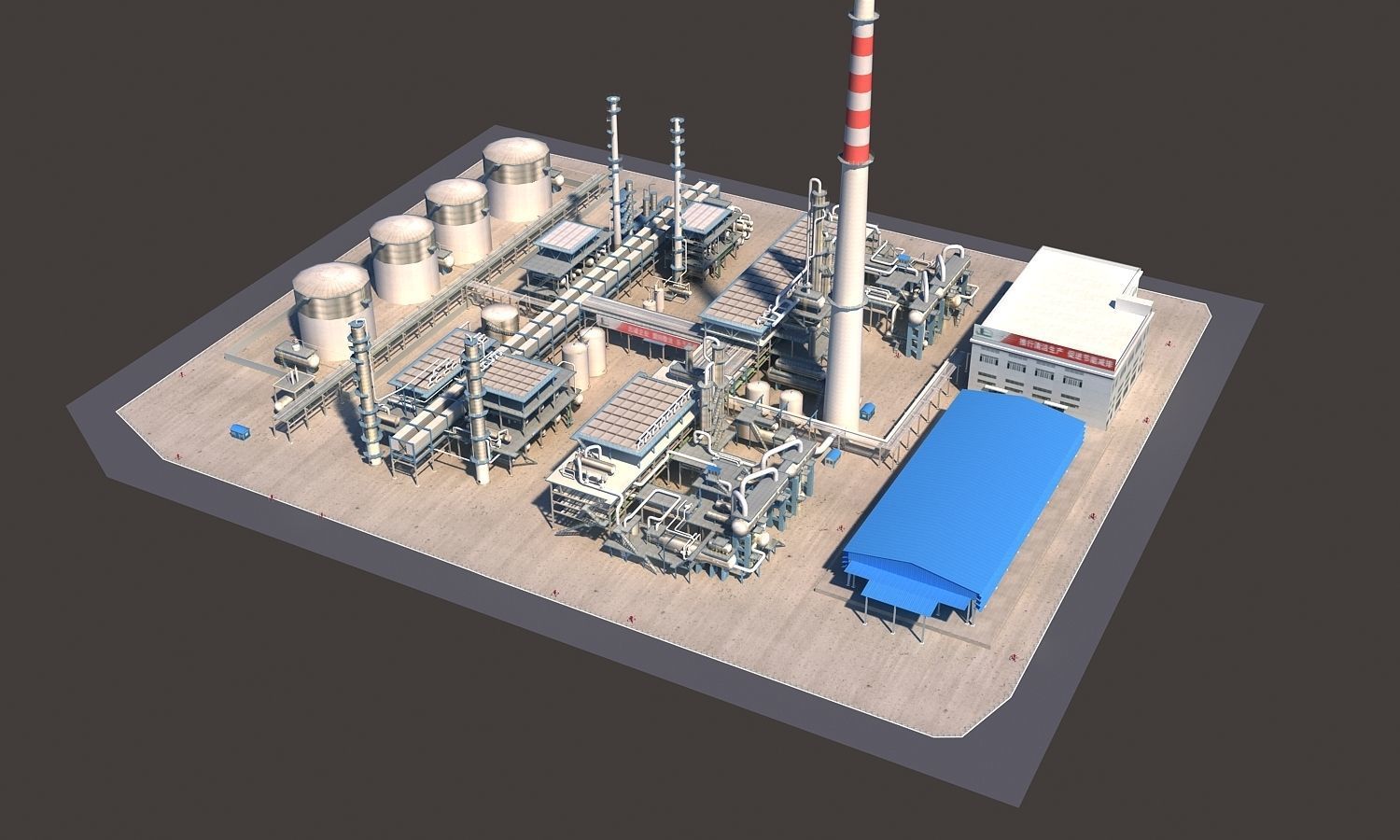Refinery power plant Low-poly 3D model_22