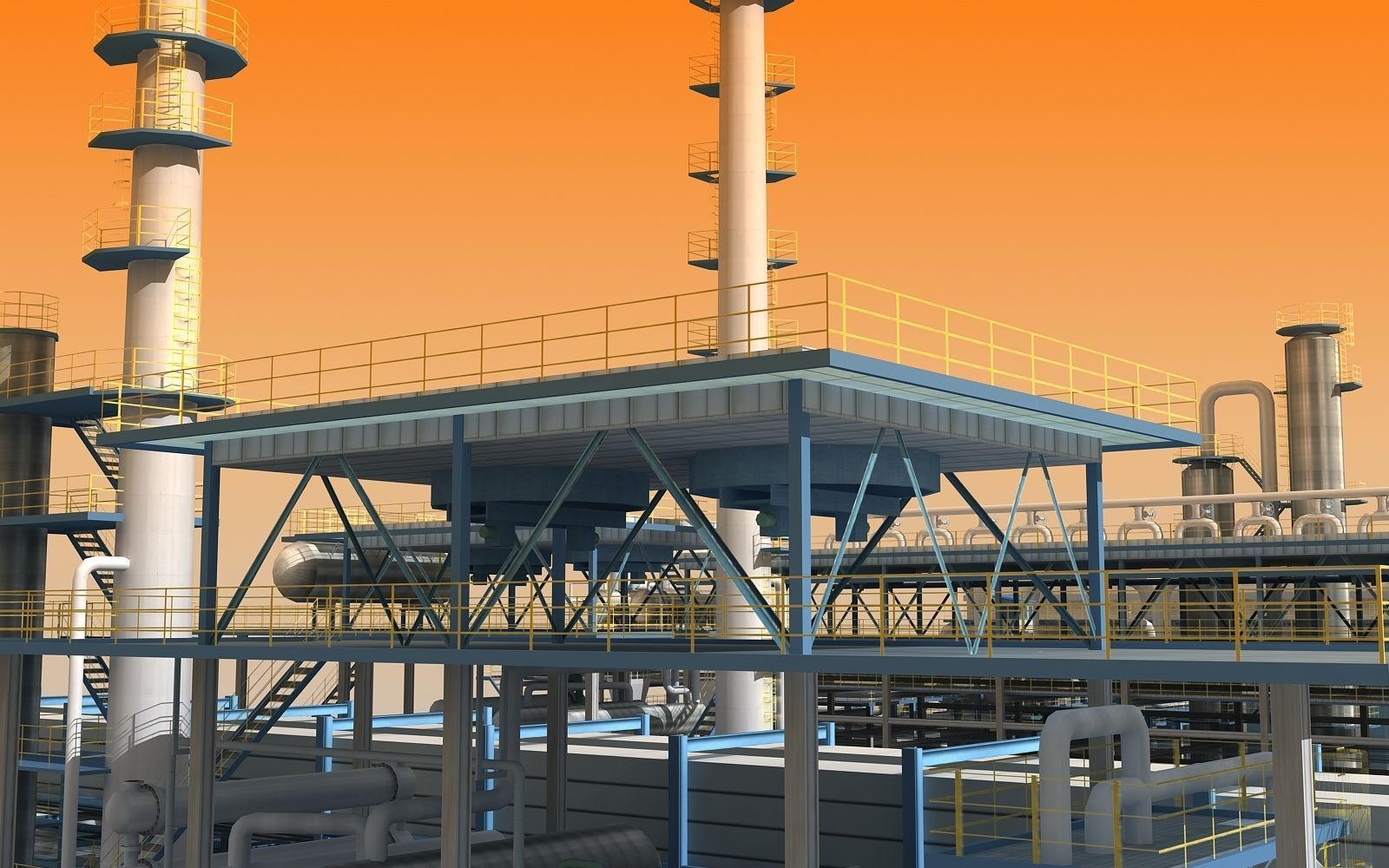 Refinery power plant Low-poly 3D model_16