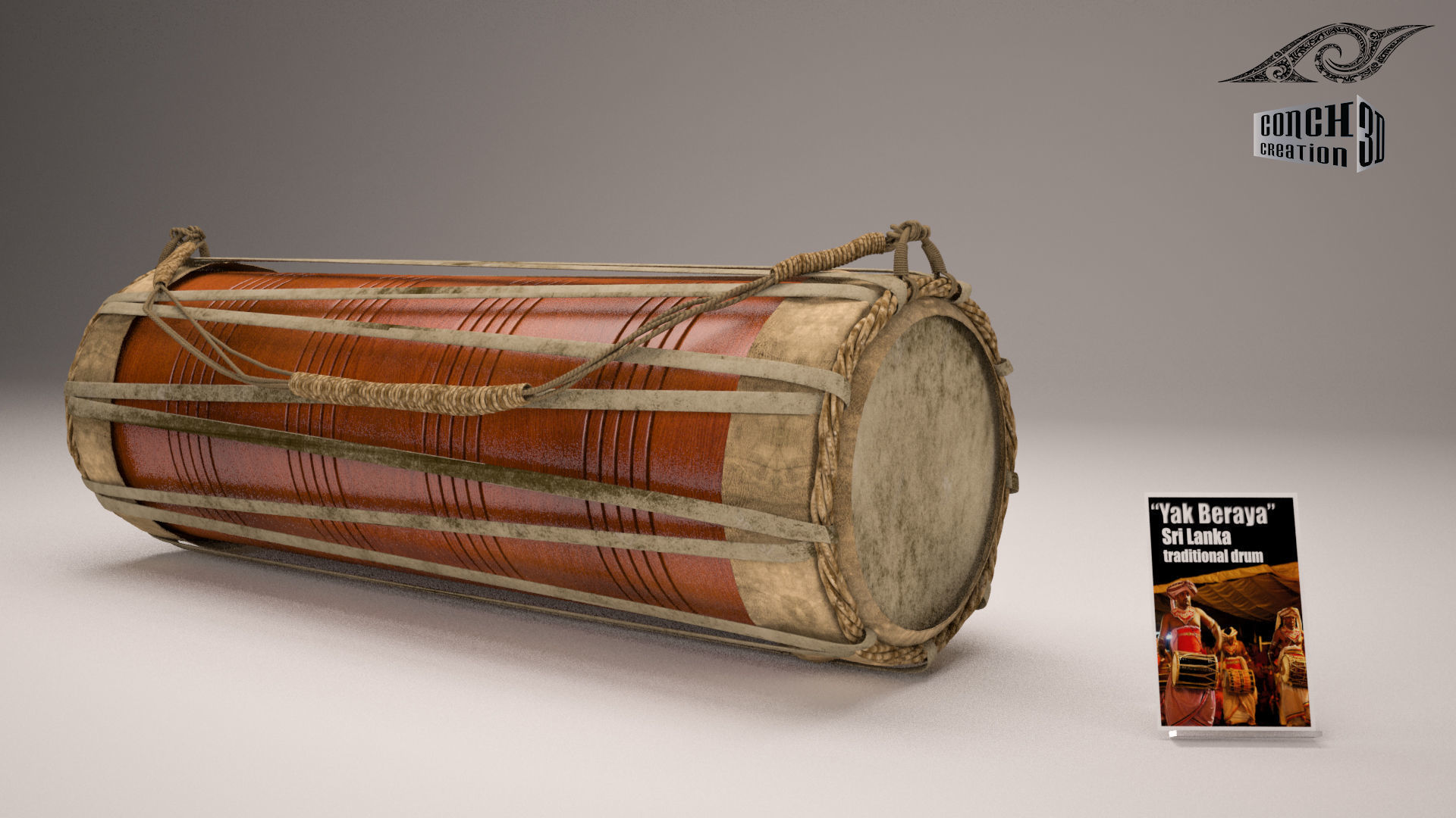 Traditional drum 3D model_4